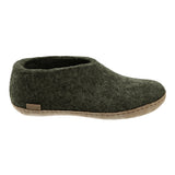 Chaussure avec semelle de cuir en vert forêt