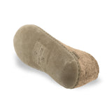 Brown shoe sole with a visible brand logo on a white background