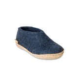 Chaussure pour enfant avec semelle de cuir en bleu denim