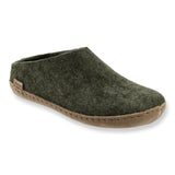 Green slipper on a white background