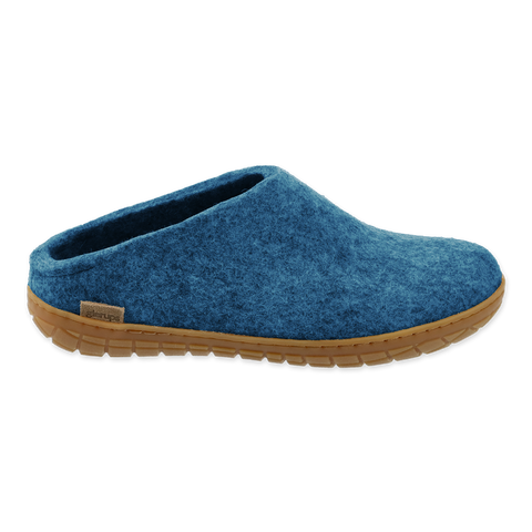 Petrol slipper with rubber sole on a white background