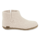 White wool boot with leather sole.