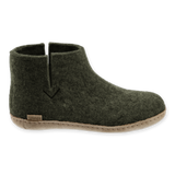 Forrest Green wool boot with a leather sole.