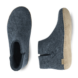 Bottillon avec semelle en cuir - Bleu denim