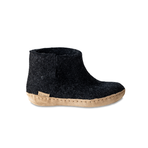 Bottillon pour enfant avec semelle de cuir en noir