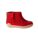 Bottillon pour enfant avec semelle de cuir en rouge