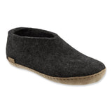 Dark gray felt slipper on a white background