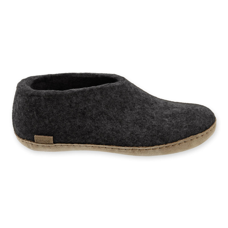 Dark gray slipper on a white background