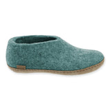 North Sea wool slipper with leather sole on a white background
