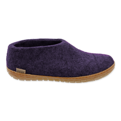 Shoe Purple slipper with a brown sole on a white background