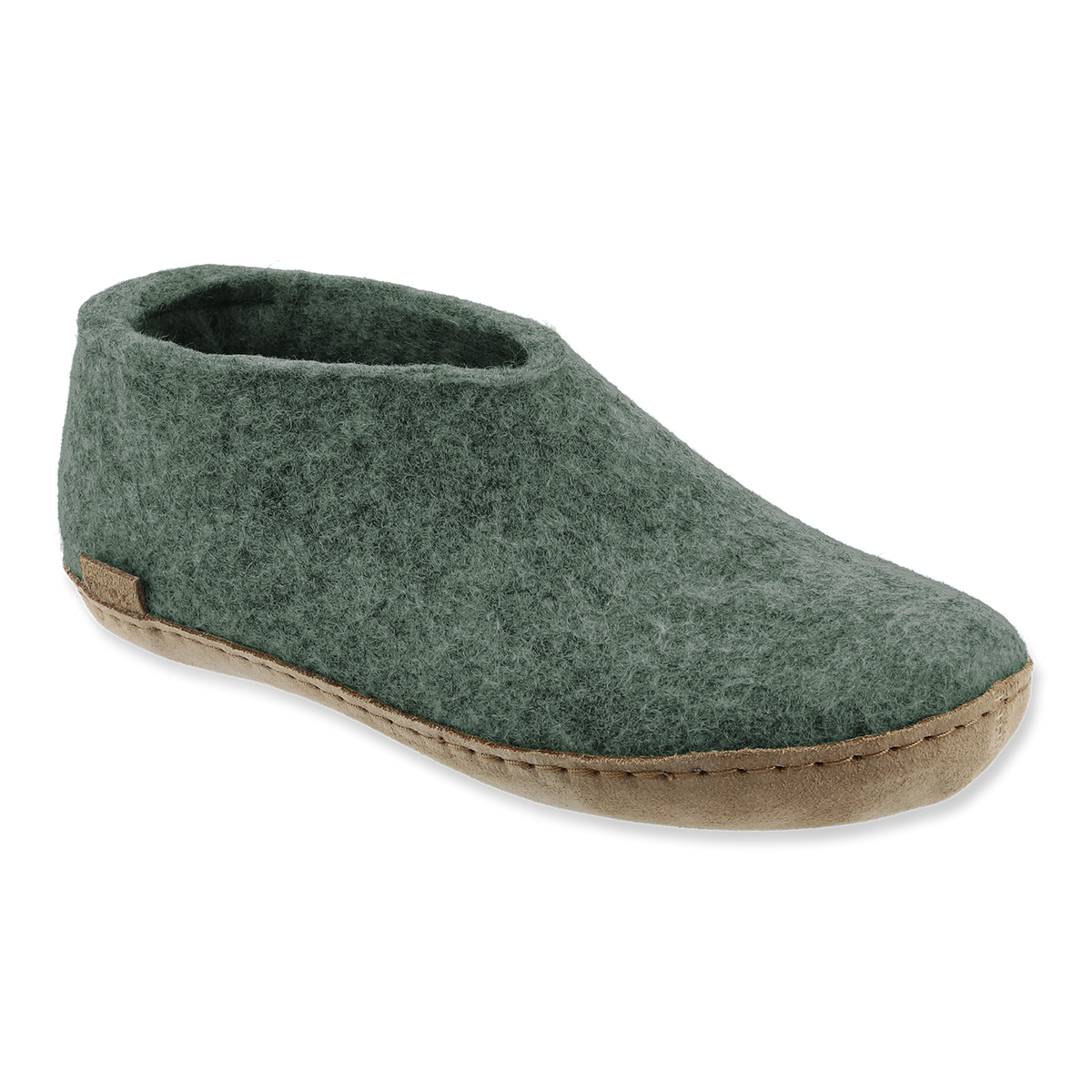 Chaussure avec semelle en cuir -  Vert mousse