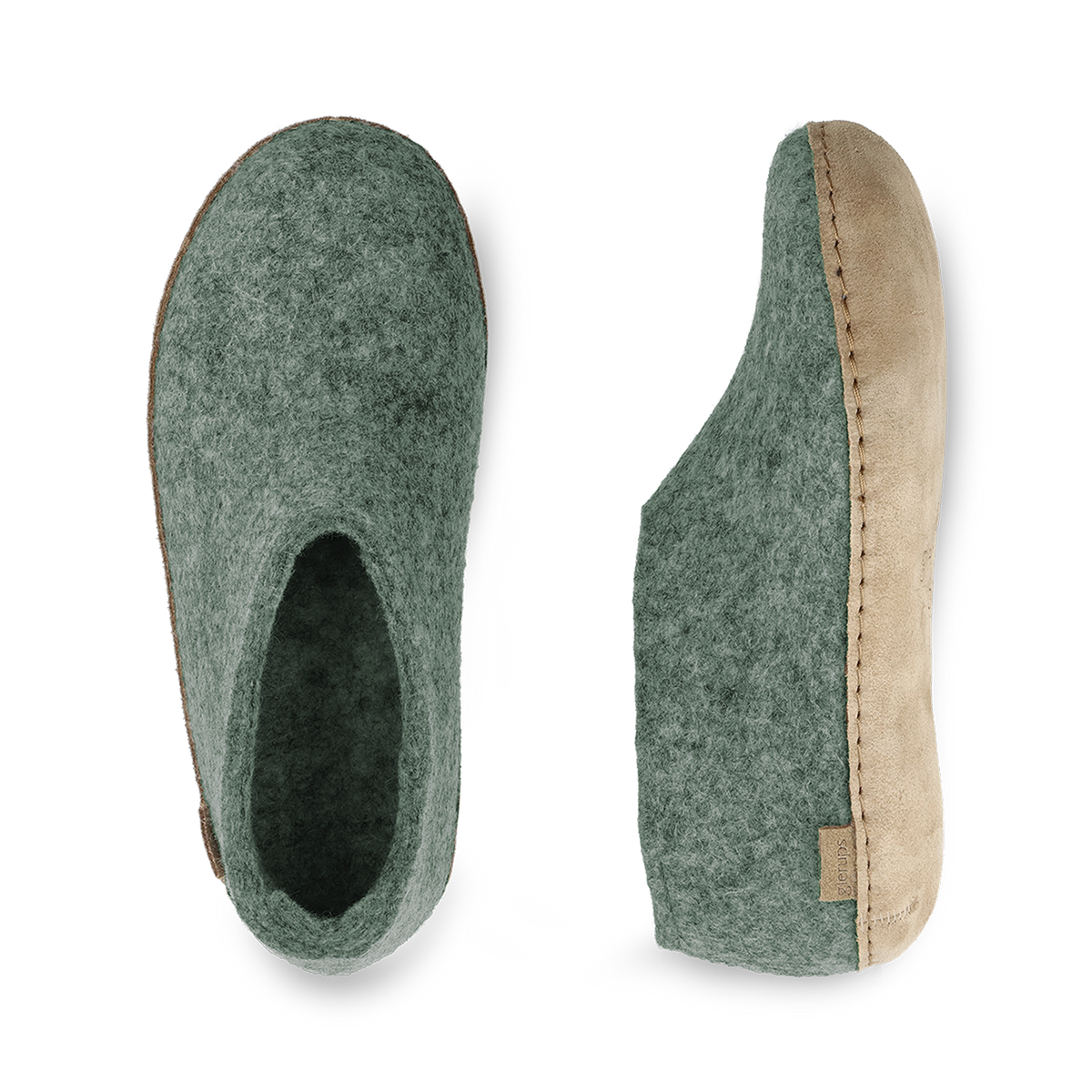 Chaussure avec semelle en cuir -  Vert mousse