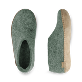 Chaussure avec semelle en cuir -  Vert mousse