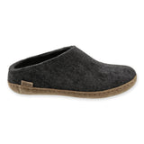 Gray slipper with leather sole on a white background