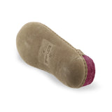 Leather sole of cranberry slipper on a white background