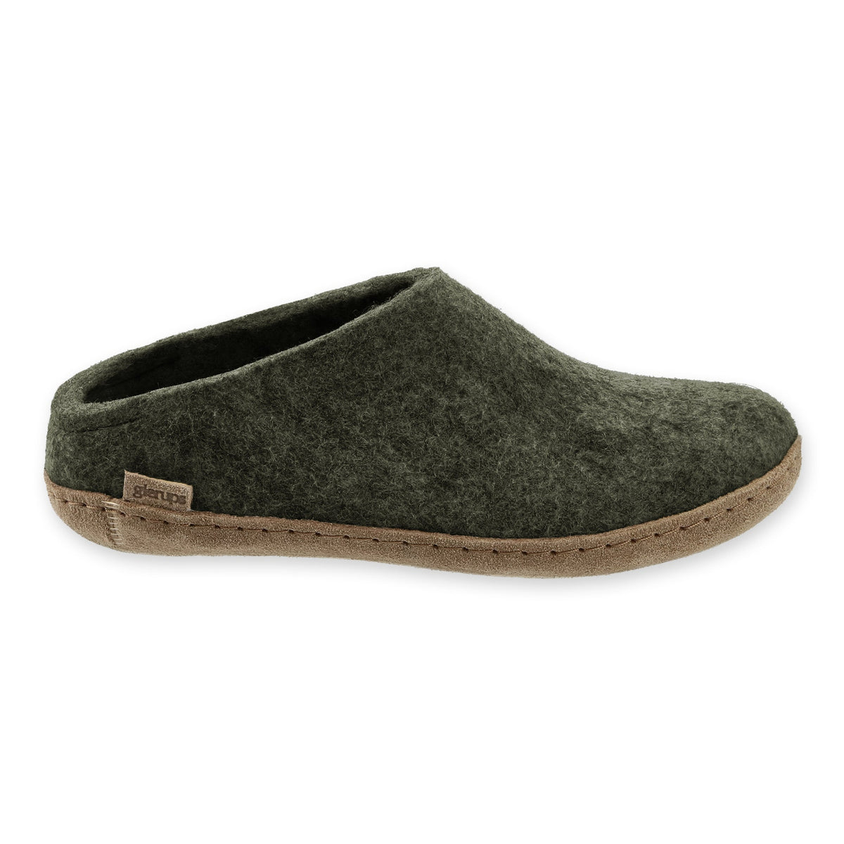 Green slipper on a white background
