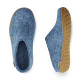 Petrol slippers with rubber soles on a white background