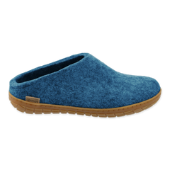 Slip-on Petrol slipper with rubber sole on a white background