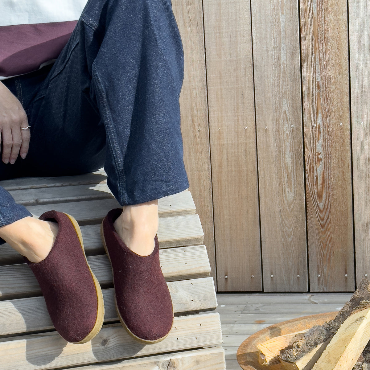 Slip-on with rubber sole - Beet
