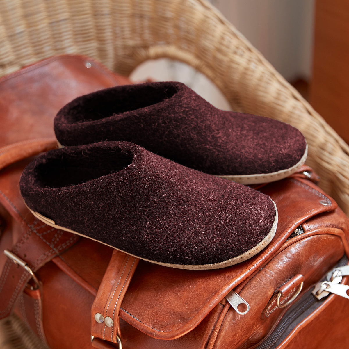 Slip-on with leather sole - Beet