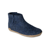 Blue ankle boot on a white background