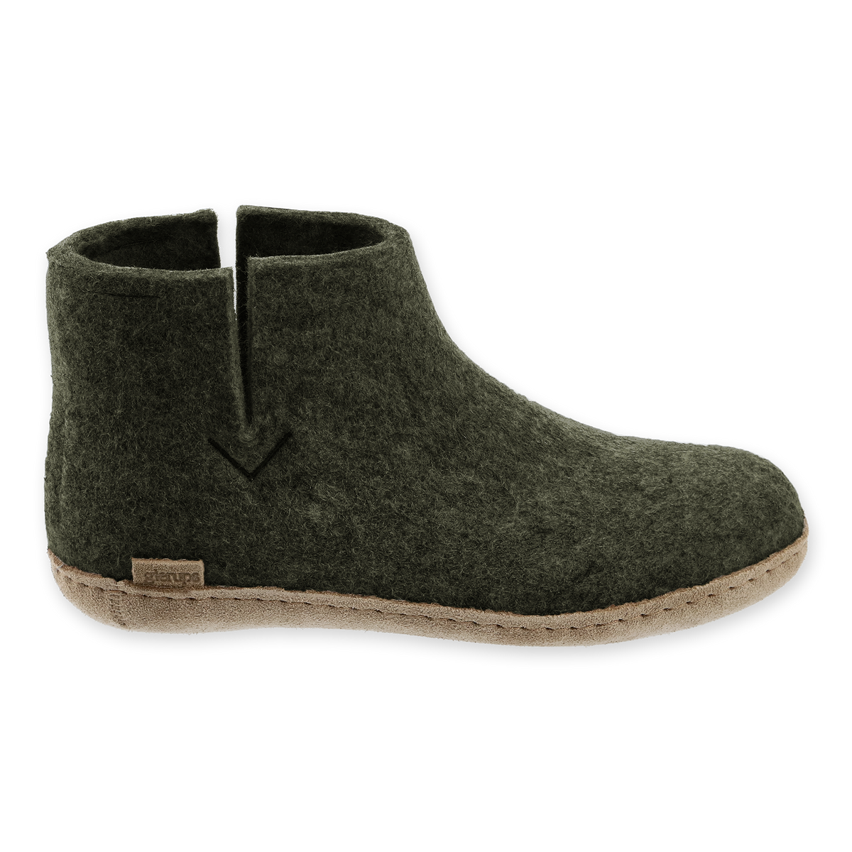 Forrest Green wool boot with a leather sole.