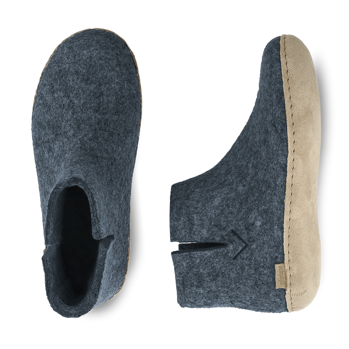 Bottillon avec semelle en cuir - Bleu denim