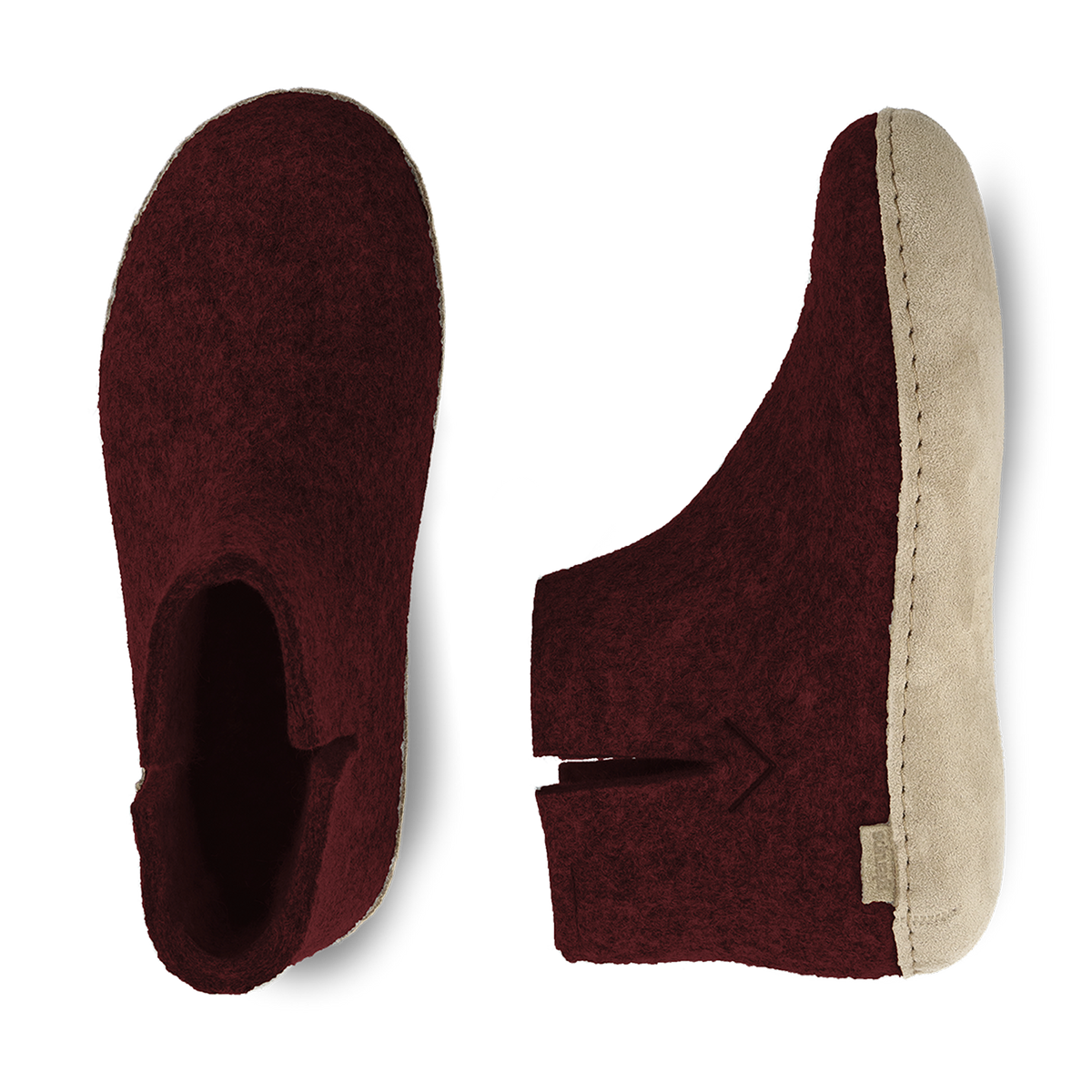 Boot with leather sole - Beet
