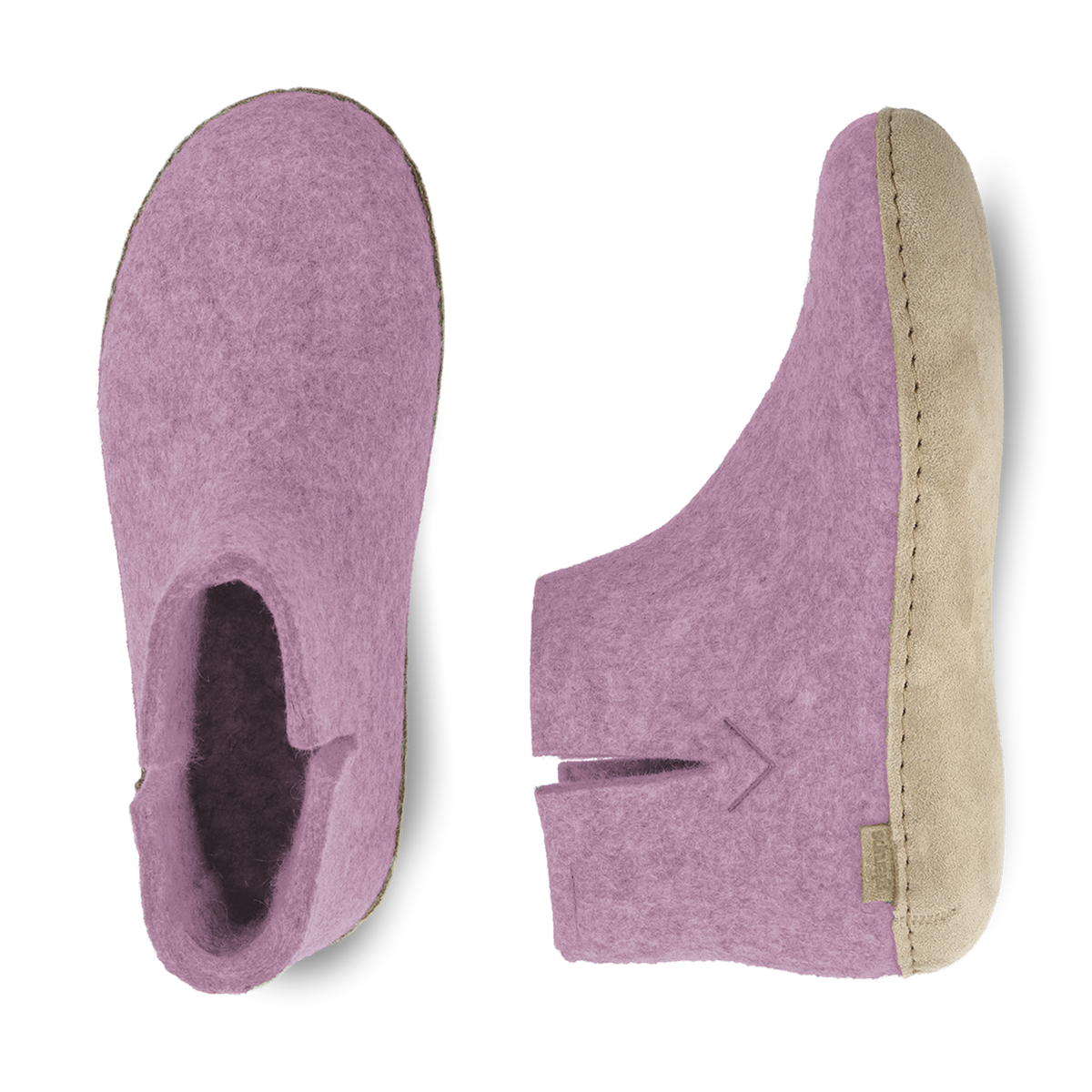 Pink wool boots with leather soles