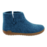 Petrol wool boot with a natural rubber sole.