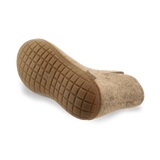 Bottom view of a Sand wool boot with a natural rubber sole.
