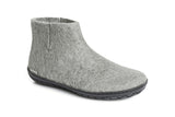 Gray ankle boot on a white background