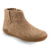 Sand wool boot with a natural rubber sole.