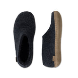 Black and brown slipper insoles on a white background