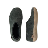 Forest slippers with a beige sole on a white background