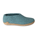 North Sea slipper with brown sole on a white background
