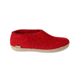 Red slipper shoe on a white background