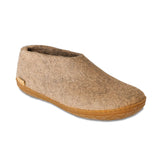 Sand slipper with a honey rubber sole on a white background