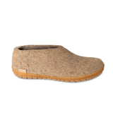 Sand slipper with honey rubber sole on a white background